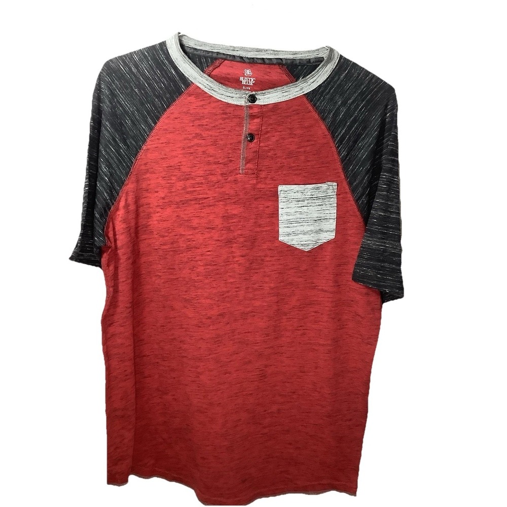 NEW Soft Henley Raglan Blue Mens Size‎ Extra Large Cotton Blend Preppy College - Picture 4 of 4